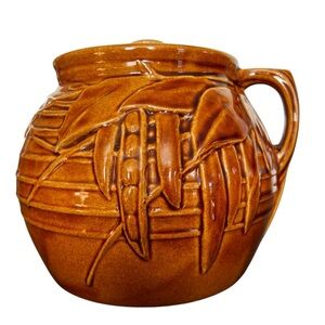 McCoy USA Brown Ceramic VTG Lidded Bean Pot Grandmacore Cottagecore Farmhouse